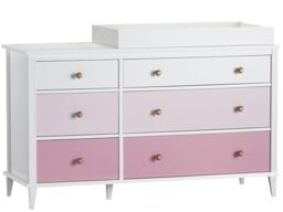 Dorel Home Furnishings Poppy 6 drawers Dresser with Changer White/Pink, 48x136x90cm (DxWxH)