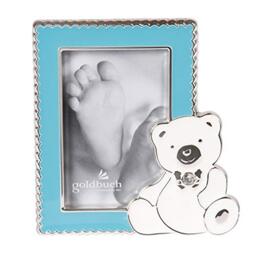 goldbuch Sweet Bear 96 0300 Photo Frame 5 x 8 cm Blue - Metal photo frame, portrait frame with bear motif and rhinestone, approx. 9 x 9.8 x 1 cm, gallery frame with stand