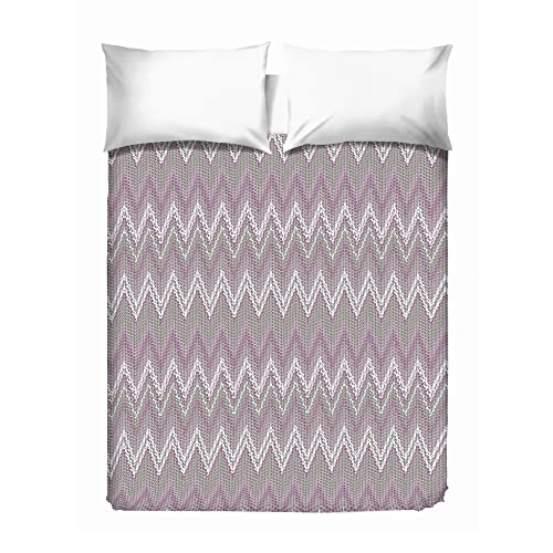 PENSIERI DELICATI Double Bedspread 260 x 280 cm, Single Towel 100% Cotton Pique, Ideal as a Furnishing Towel, Double Bed Blanket, Pink Barbed Pattern, 100% Made in Italy