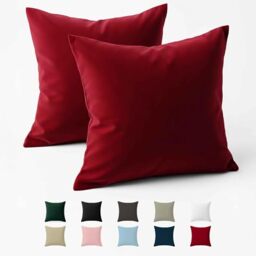Set of 2 Reinforced Cotton Pillowcase 60 x 60 cm Burgundy – Tight Weave of 57 Threads/cm² – Pillowcase 60 x 60 cm – Oeko Tex Certified