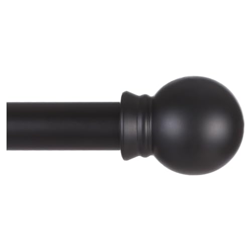 "Thestoa Curtain Rods for Windows 66 to 120 inch, 5/8"" Diameter Small Curtain Rods for Bedroom, Living Room, Kitchen, Outdoor, Farmhouse???with Command Hooks for Curtain Rod Black"