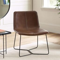 Julian Bowen Joren Lounge Chair, Faux Leather, Brown - H82 x W57.5 x D64cm