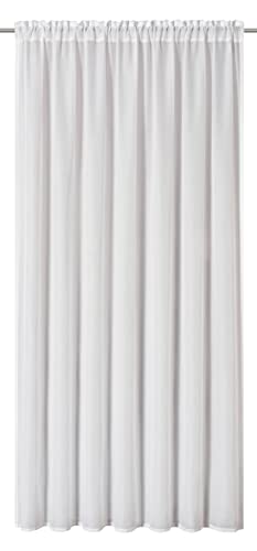 Elbersdrucke Curtain with Drawstring, Spume 00, White, 140 x 255 cm, Semi-Transparent, 201760 Curtain for the Living Room, Bedroom, Kitchen, Hallway, Children's Room, 201753, Off-White