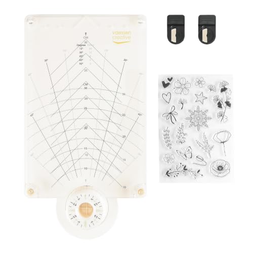 Vaessen Creative Stamp Easy Spinner - Stamping Platform with Magnets - Incl. 19 clear stamps, For mandalas & wreaths, Card making, Scrapbooking
