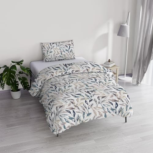 Italian Bed Linen Ida Cotton Single Duvet Cover Set, Made in Italy – Duvet Cover Set – Duvet Cover 150 x 200 cm with Double Flap and Pillow Cases (Single, Vest)