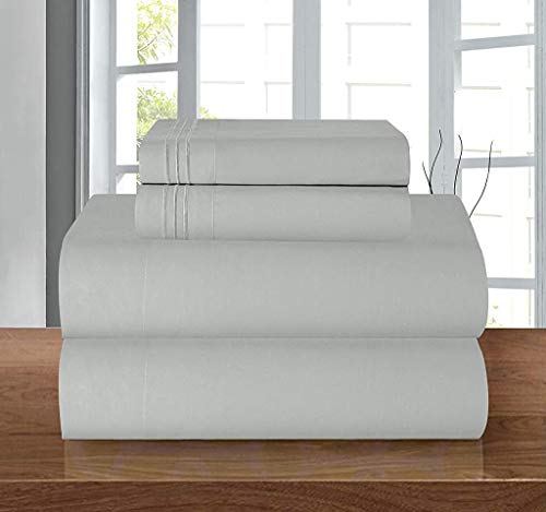 Elegant Comfort Coziest Bedding Set, All Around Elastic Fitted Sheet, Deep Pocket up to 16inch, Microfiber, Silver Grey, Queen