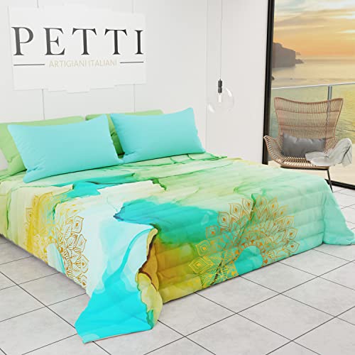 PETTI Artigiani Italiani - Quilt Bedspread Spring Summer Single Ethnic Design 02 100% Hypoallergenic Microfiber 100% Made in Italy