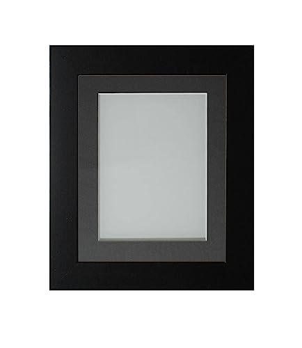 Frame Company Watson Matte Black Picture Photo Frame fitted with Perspex, 9x7 inch with Grey Mount for image size 7x5 inch