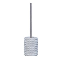 Axentia Toilet Brush Set in White with Stainless Steel Handle – Toilet Brush and Holder Polyresin Standing Toilet Brush Holder without Drilling – Toilet Brush and Holder