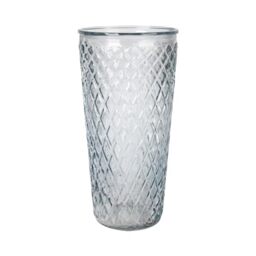 Homéa, Vase High Glass Relief Diamond Ø11.5 x H23 cm Sky Blue