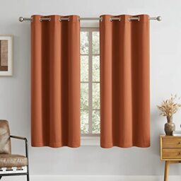 DUALIFE Rust Orange Blackout Curtains for Living Room 54 Inches Long Solid Energy Saving Blackout Curtains Thermal Insulated Drapes Grommet Top 38x54 Inch Length