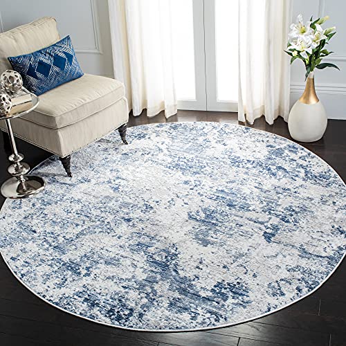 Safavieh Modern Rug for Living Room, Dining Room, Bedroom - Amelia Collection, Short Pile, in Blue, 91 X 91 cm