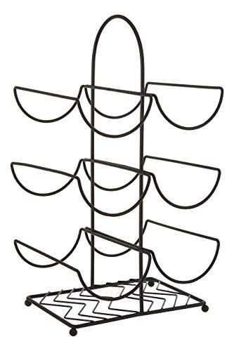 Premier Housewares Sleek Black Powder Coat 6 Bottle Wine Rack - Modern Design Bottle Rack For Cupboard - Durable Wine Rack For Kitchen - Non Corrosive Wine Holder For Parties