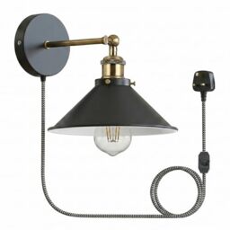 Industrial Style Led Wall Light Plug-in Night Light E27 Retro Metal Black Wall Sconce Adjustable Aesthetic Lamp Fixture for Stair Hallway Bedroom Beside Living Room