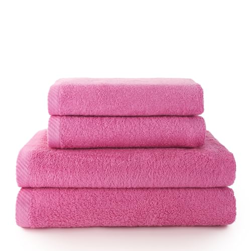 Top Towels - Set of 2 Hand Towels and 2 Bath or Shower Towels - Towel Set -100% Cotton - 400 g/m2
