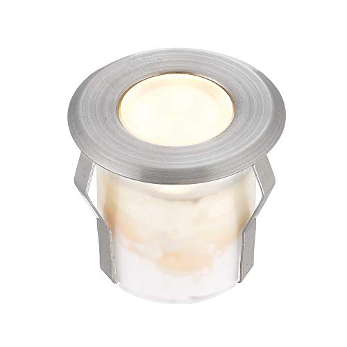 National Lighting Cove Round LED Outdoor Garden Walkway Decking Ground Marine Grade Stainless Steel Light Warm White 3000K Uplighter IP67 Rated - Ideal for Coastal Areas