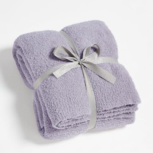 CYMULA Knit Throw Blanket for Couch Purple - Super Soft Lightweight Plush Fuzzy Fluffy Cozy Blankets and Throws for Sofa Bed, 50 x 60 inches