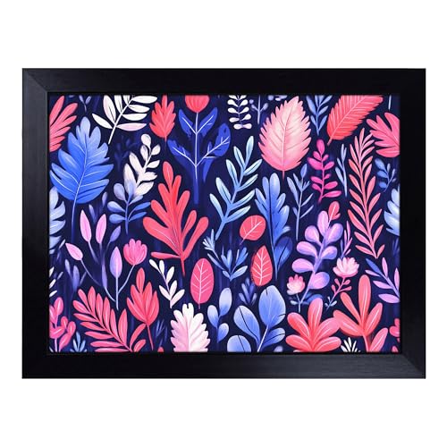 Lap Tray with Bean Bag Cushion, Tropical Pattern - Handmade in the UK, Raised Wooden Edge, Padded Cushion, Heat-Resistant Wipe-Clean Surface, for Meals, Laptops and Crafts