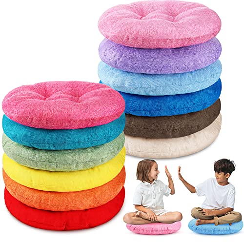 Fumete 12 Pcs 16 Inch Round Floor Cushions for Kids and Toddlers, Flexible Seating Classroom Furniture Floor Pillow for Home, Daycare, Preschool, Yoga and Meditation (Fresh)
