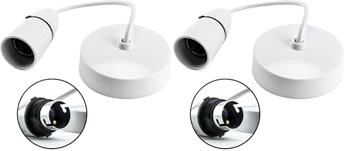 Status Ceiling Pendant Light Fitting - 6 Inch White Pendant Bayonet Light Bulb- S6INCPB4, Packaging May Vary (Pack of 2)