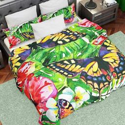 PETTI Artigiani Italiani Duvet Cover, Bedding Set, Satin, 100% Made in Italy, Green Leaves, Single (150x200 cm)