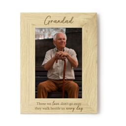 "eBuyGB Grandad Memorial Photo Frame, In Loving Memory Wood Picture Frame, Engraved Remembrance Keepsake, Loved One Sympathy Gift, 4"" x6, Brown"