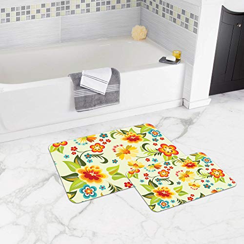 Bonamaison Bathmat-Doormat Set, Multicolor, 50 x 80cm + 50 x 45cm