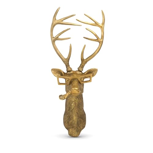 Juedawyal Deer Head Resin Wall Art Decor, Bronzed Animal Head Wall Hanging Ornaments, Living Room Decor