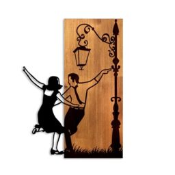 Elegant Decorative Wooden Wall Accessory, Walnut & Black, 42 x 58 x 3 cm, 50% Wood (3 cm) & 50% Metal (1.5 cm), Unique Design for Stylish Home Decor