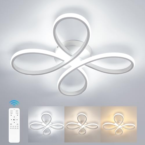 Comely Modern Dimmable LED Ceiling Light, 40W 4500LM 40cm 3000K-6500K, Modern Flower Shape Ceiling Lamp with Remote Control for Bedroom, Living Room, White