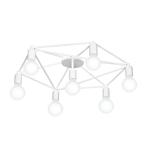 EGLO Staiti Ceiling Light 7 Bulb Ceiling Light Modern Minimalist Living Room Lamp Metal Bedroom Lamp in White Hallway Lamp Ceiling with E27 Socket Diameter 76 cm