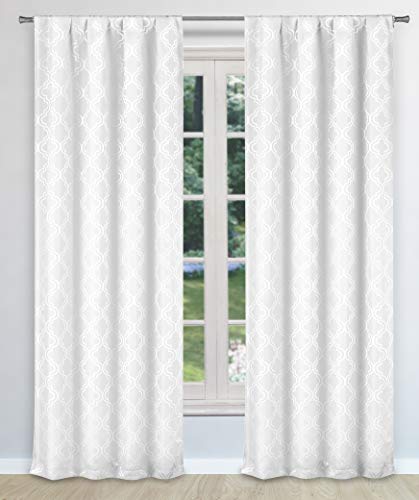 Blackout365 Brylee Blackout Rod Pocket Pair 38 in. W x 96 in. L in White-Silver, Fabric, 38x96 (2 Pieces)