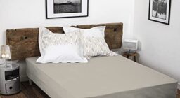 Home Linge Passion 100% Cotton Fitted Sheet – 57 Thread Count – Size 140 x 190 cm – Ivory Beige – 35 cm Deep Weave – Soft, Breathable, Washable – Home linge passion