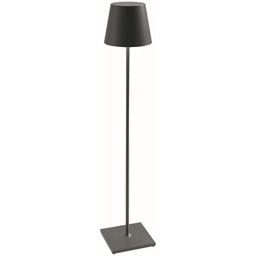 Zafferano, Poldina XXL Lamp, Rechargeable Cordless Floor Lamp with Touch Controls, Suitable for Interior and Outdoor, Dimmer, 2200-3000 K, Adjustable Height 69-150 cm, Dark Gray Colour