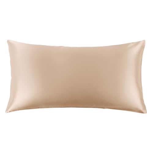 "THXSILK Set of 2 100% Mulberry Silk Pillowcase for Hair and Skin, Grade 6A+ Mulberry Silk Pillow Cases 22 Momme, Hypoallergenic Pillow Case Cover with Zipper (California King 20""x40"", Beige)"