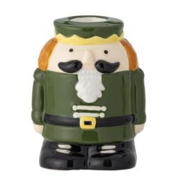Bloomingville Feast Candle Holder in Shape of a Nutcracker in Green Stoneware, Height: 9 cm
