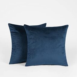Sienna 2 Pack of Matte Velvet Cushion Covers Soft Plush Plain Chair Sofa Bed Home Decor, Navy Blue - 45 x 45cm