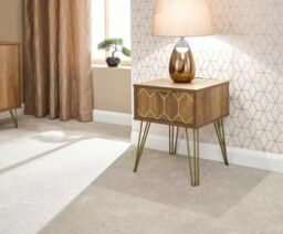GFW Orleans Mango Effect Lamp Table, 1 Drawer Side Table with Hairpin Legs, Retro Bedside Table and Living Room Accent Furniture