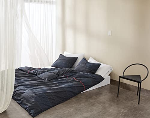 Calvin Klein Printed Essentials, Single, 155 x 220 cm + 80 x 80 cm Duvet Cover Set, Midnight