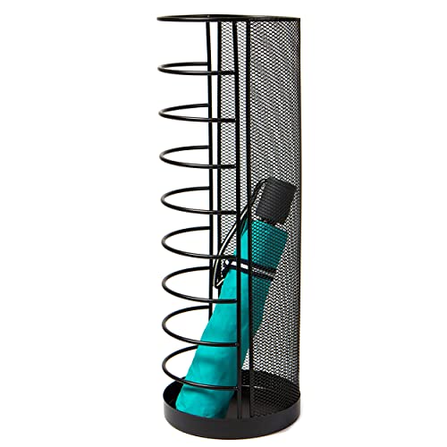"Mind Reader Network Collection, Umbrella Stand, Entryway Organizer, Reinforced Solid Rim and Base, Metal Mesh, 5.5"" L x 5.5"" W x 15.75"" H, Black"