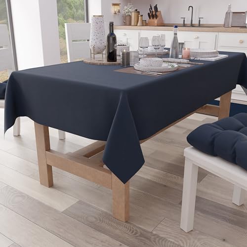 PETTI Artigiani Italiani - Table Cloth, Kitchen Tablecloth in Cotton Plain Colour, Blue X15 Seater (140 x 300 cm)