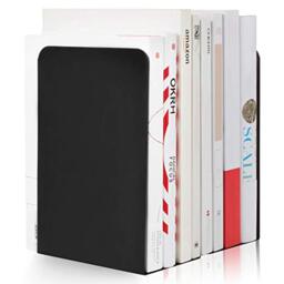 "ASelected A Pair of Classic Bookends Plain Black 8"" (205mm) Heavy Duty Metal Book Ends for Office Library Shelves"