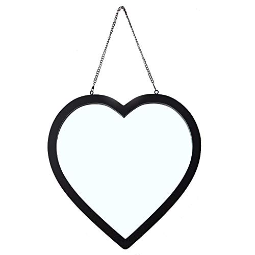 A ASPECT Hanging Heart Mirror/Decorative Vanity Mirror (Black, 44.5 x 44.5 cm)