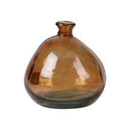 Natural Living Mila Vase, 2 Litre, Recycled Amber Glass, 17 x 18 cm