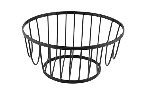 apollo THE HOUSEWARES BRAND Flat Iron Fruit Basket RND - Kitchen Display Bowl, Decorative Countertop Centrepiece, Pantry Storage for Bread Snacks and Vegetables, 25x25cm, Black