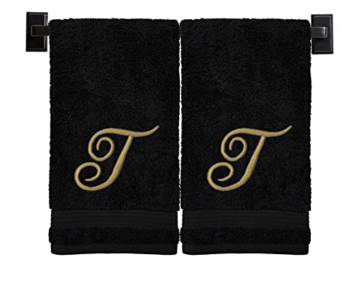 Custom Luxury Towels Monogrammed Hand Towels for Bathroom - Set of 2 - Genuine Turkish Towels - Choose Towel and Thread Color - A - Z - Monogrammed Towels with Embroidered Script Font