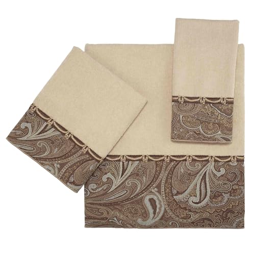 Avanti Linens - 3pc Towel Set, Soft & Absorbent Cotton Towels, Linen (Bradford Collection)