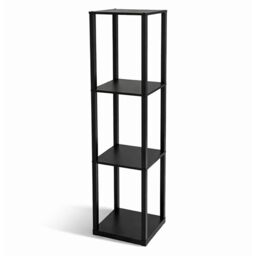 DIVCHI 4 Tier Shelving Unit – Slim Black Freestanding Storage Shelves for Home, Office & Bathroom, MDF Wood Tall Shelving Unit, Storage Utility Storage Free Standing Shelf Organiser (Black)