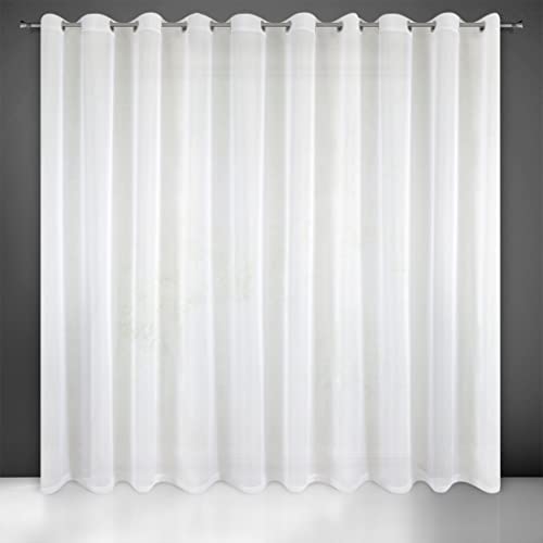 Eurofirany LUCY Voile Curtain, Sheer Curtain with Eyelets - 1 Unit, Bedroom, Living Room, Kitchen, W138 x L98, White