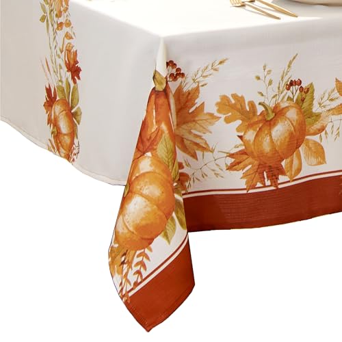 "Elrene Home Fashions Autumn Pumpkin Grove Fall Tablecloth, Seasonal Dining-Table Cover, 60""x120"" Rectangle"